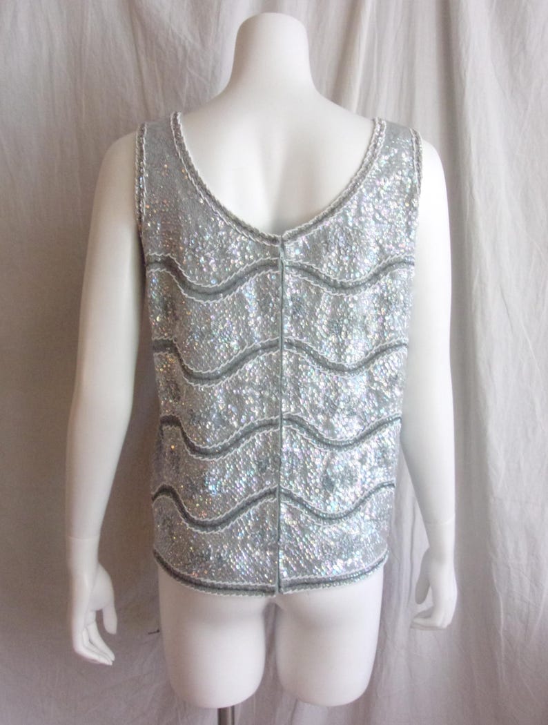 Vintage 1960s Sequined Shell Top: Ice Blue Beaded Tank, Medium - Etsy ...