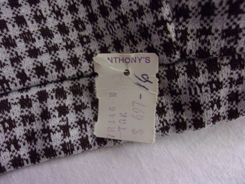 Pantalon vintage des années 1970 à carreaux marron et blanc flares NWT Deadstock M/L image 4