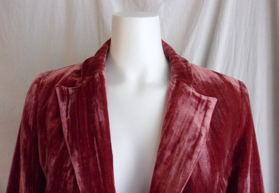 Vintage 1980s Panne Velvet Jacket Dusky Raspberry… - image 4