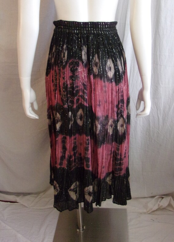 Vintage 1970s Maxi Skirt Pink and Black Tie Dye G… - image 4