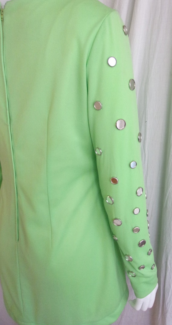 Vintage 1960s Dress Lime Green Mini with Mini Mir… - image 2