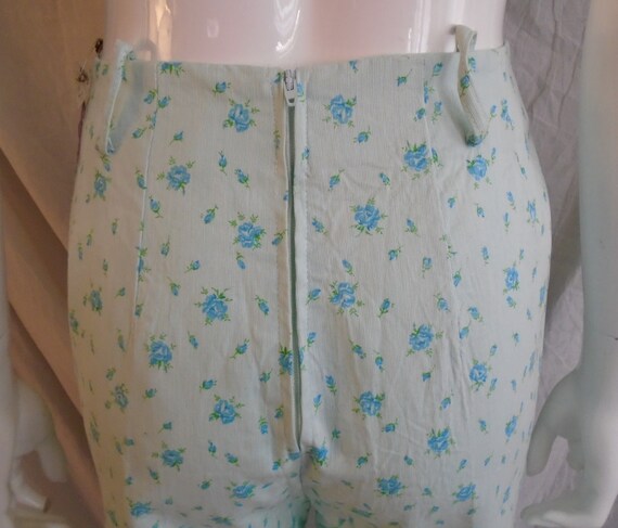 SALE Vintage 1960s Pants Green Blue Pastel Floral… - image 10