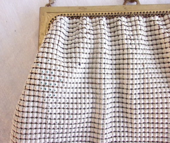 Vintage 1920s Purse White Metal Mesh Whiting and … - image 5