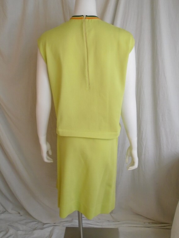 Vintage 1960s Three Piece Sweater Dress Chartreus… - image 6