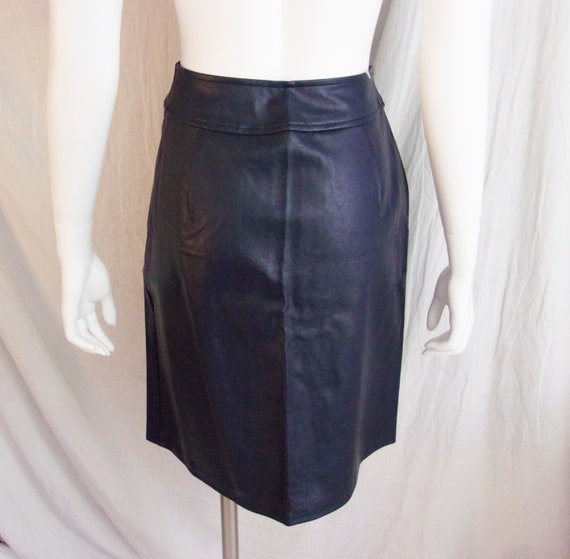 Vintage 1970s Skirt Blue Faux Leather Pencil Skir… - image 6