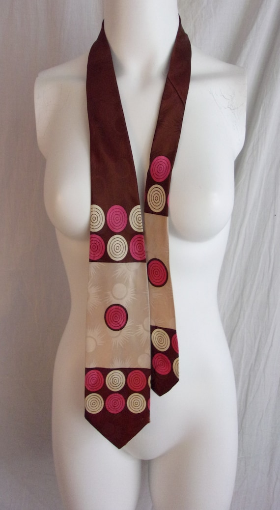 Vintage 1940s Necktie Wide Geometric Print Bellyw… - image 5