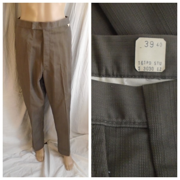 SALE Vintage 1960s Mens Pants Grey Brown Lightweight Trousers Deadstock NWT 30 x 30