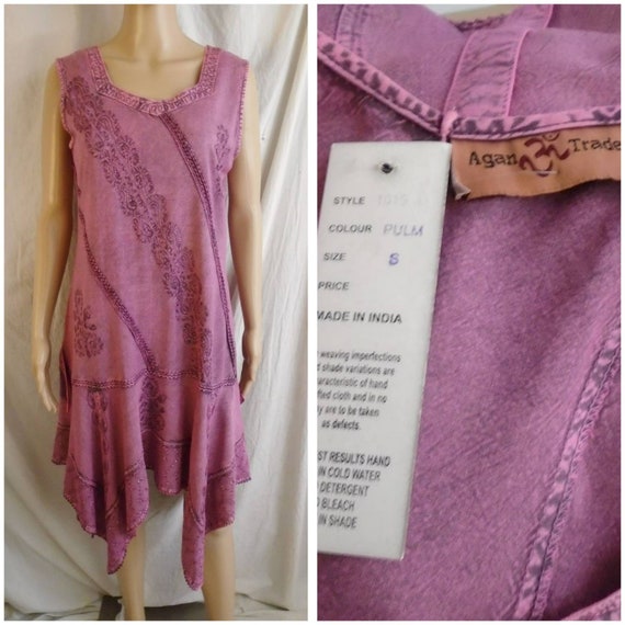 Vintage 1990s Hippie Sundress NWT Dark Pink Hanky 