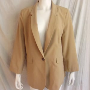 Vintage 2000s Blazer DKNY Fall Camel or Tan Large Size 16 Career Jacket