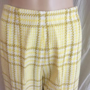Vintage 1960s Women’s Pants Yellow Plaid Mod Stovepipe Leg Small