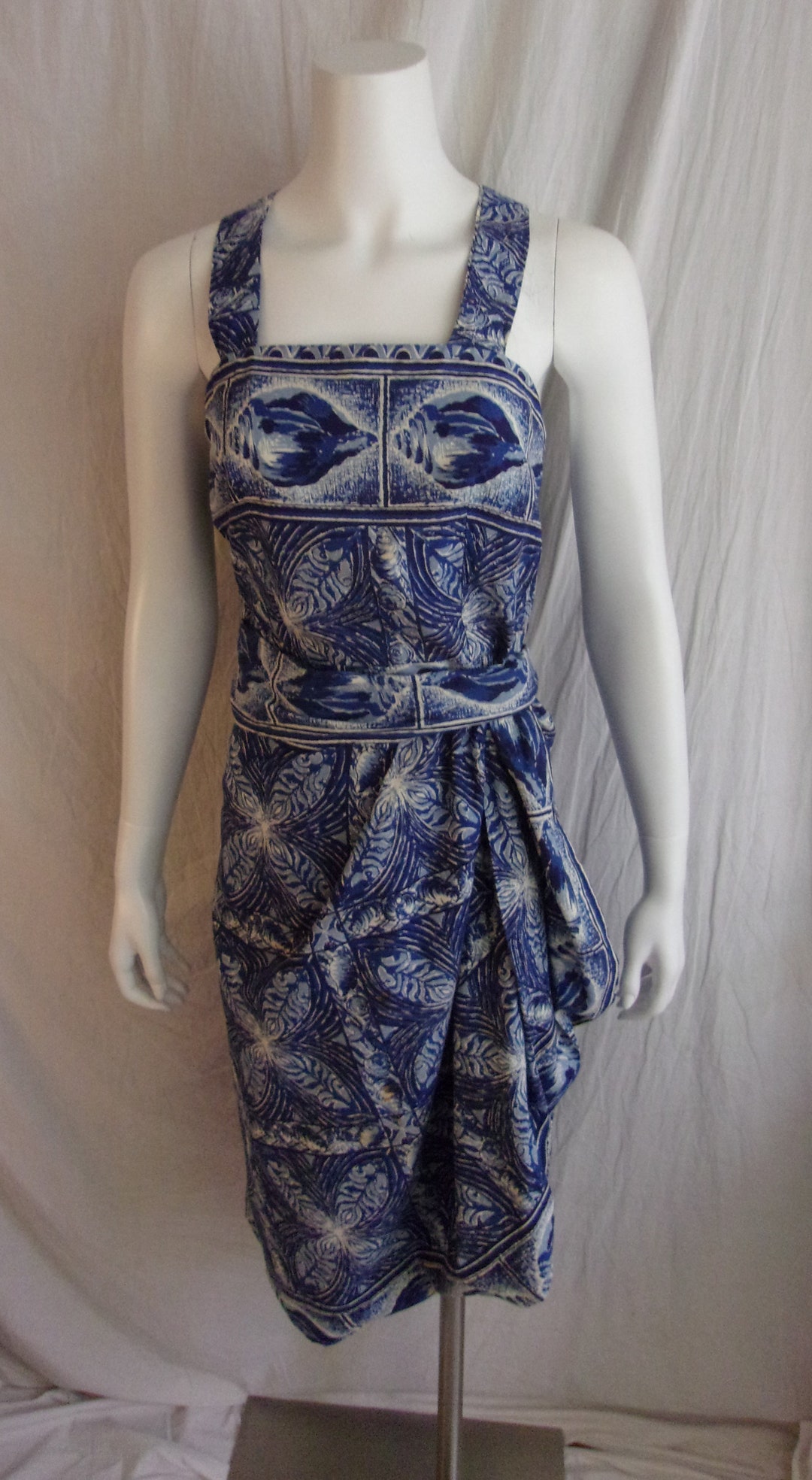 Abito vintage anni '50 in sarong di cotone con stampa di