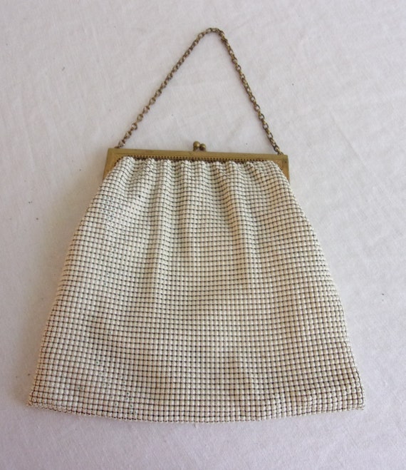 Vintage 1920s Purse White Metal Mesh Whiting and … - image 6