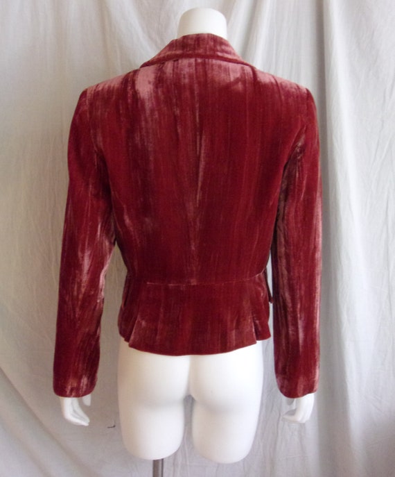 Vintage 1980s Panne Velvet Jacket Dusky Raspberry… - image 3