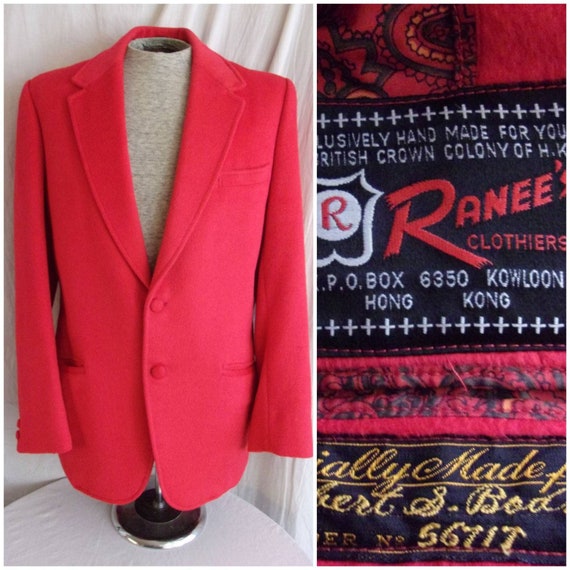 Vintage 1970s Sport Coat Mans Jacket Red Camel Ha… - image 1