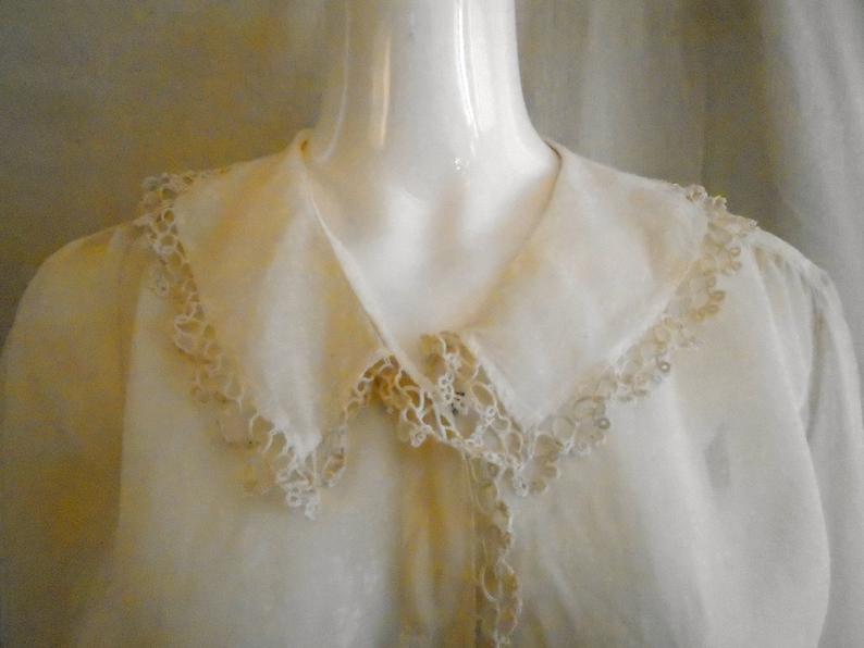 Vintage 1910/'s Blouse Edwardian White Blouse with Crochet 40 Bust