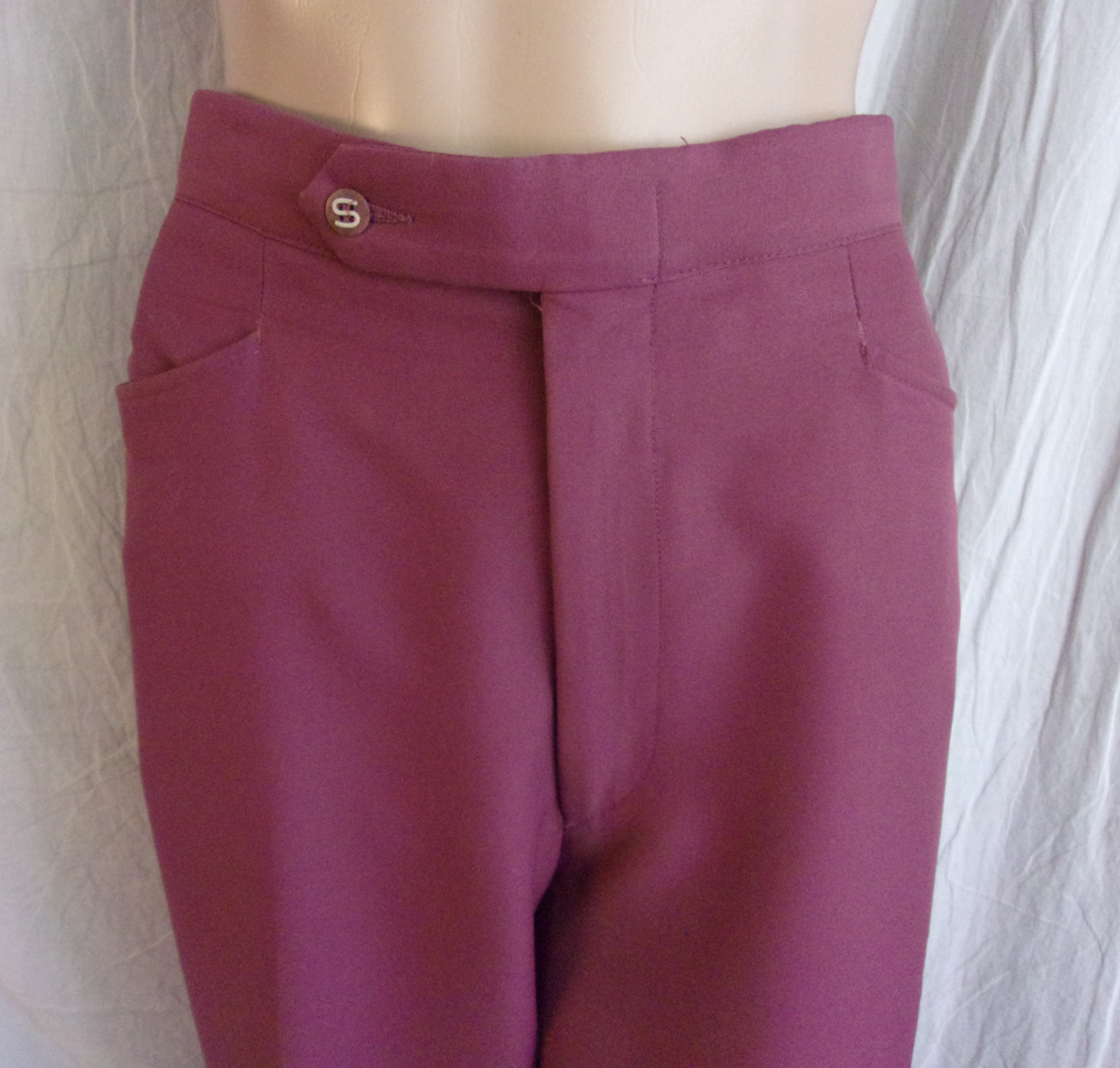 Vintage 1970s Mens Pants Mauve Polyester Disco Caddyshack 38 x 35