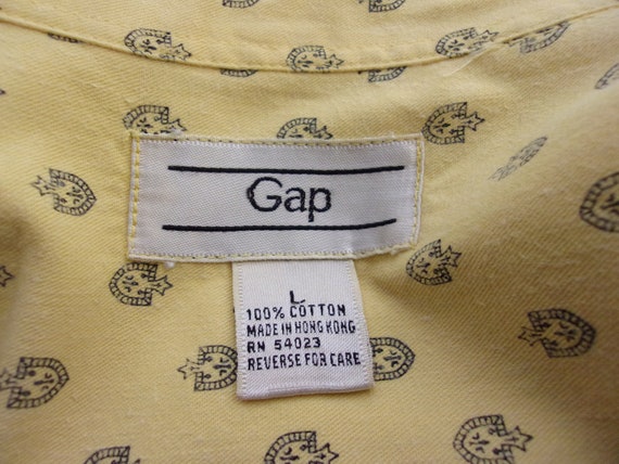 Vintage 1980s Shirt Yellow Preppy Oxford Shirt wi… - image 6