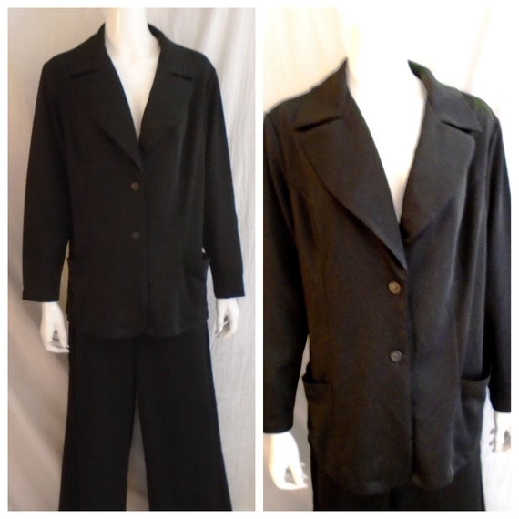 Vintage 1970s Pantsuit Women's Black Polyester Jac