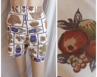 Vintage 1960s Floral Print Shorts Cotton NWOT XS