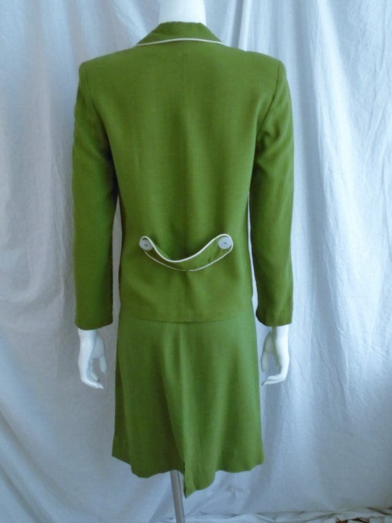 Vintage 1960s Suit Olive Dress Linen Mod Skirt Su… - image 9