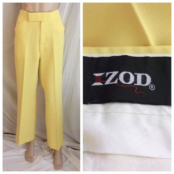 Vintage 1970s Pants Bright Yellow Izod Polyester … - image 1