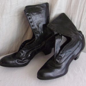 Vintage 1910s Shoes Edwardian Black Lace Up Shoes Ankle Boots Edwardian Unworn