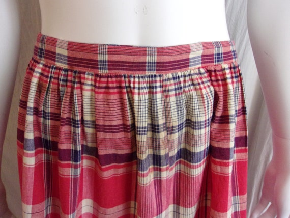 Vintage 1970s Maxi Skirt Plaid Cotton With Eyelet… - image 4