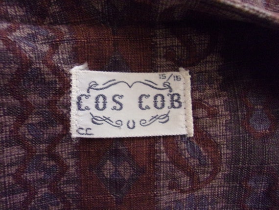 Vintage 1950s Dress Brown Paisley Print Cotton Sh… - image 2