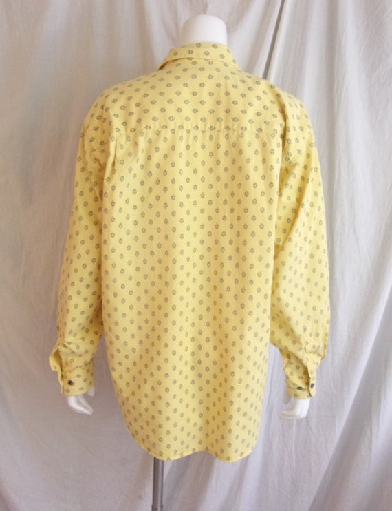 Vintage 1980s Shirt Yellow Preppy Oxford Shirt wi… - image 2