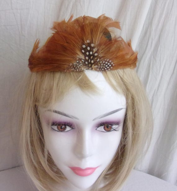 Vintage White and Brown Feathered Headband Amazon.com: GORTIN Indian Feather Headbands Boho Peacock  main image 3