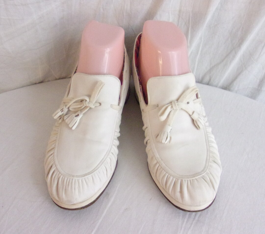 Vintage 1940s Shoes Women’s White Tassel Loafers Sport Shoes - Etsy