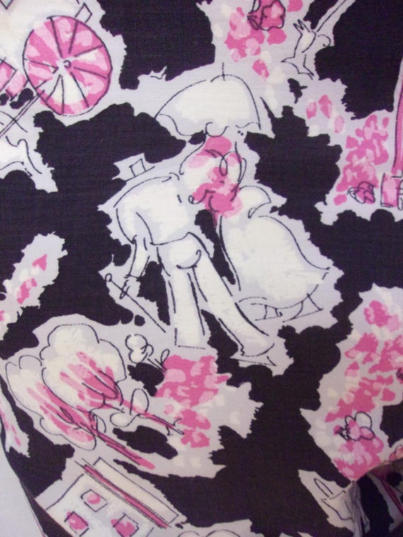 1940s Rayon Day Dress: Horse & Carriage Novelty P… - image 7