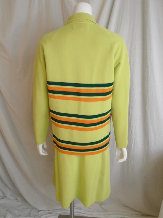 Vintage 1960s Three Piece Sweater Dress Chartreus… - image 3