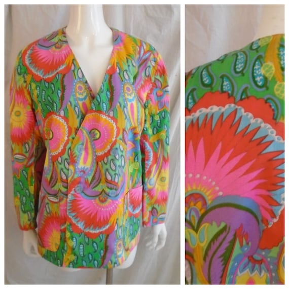 Vintage 1980s Jacket Mod Print Sport Coat Multi Co