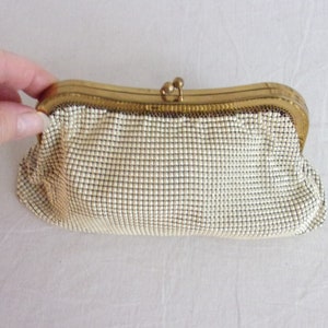 Vintage 1950s Purse Cream Metal Mesh Clutch Whiting and Davis image 1