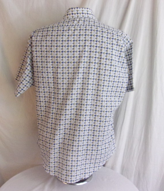 Vintage 1970s Mans Shirt Oversized Houndstooth Pr… - image 2