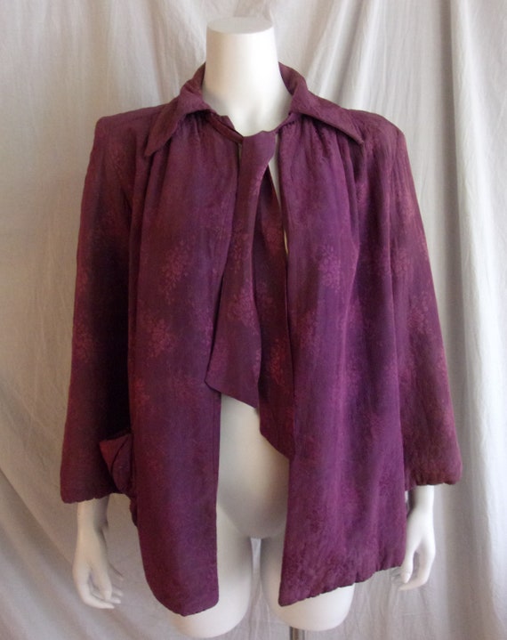 Vintage 1950s Jacket Purple Brocade Rayon Swing J… - image 3