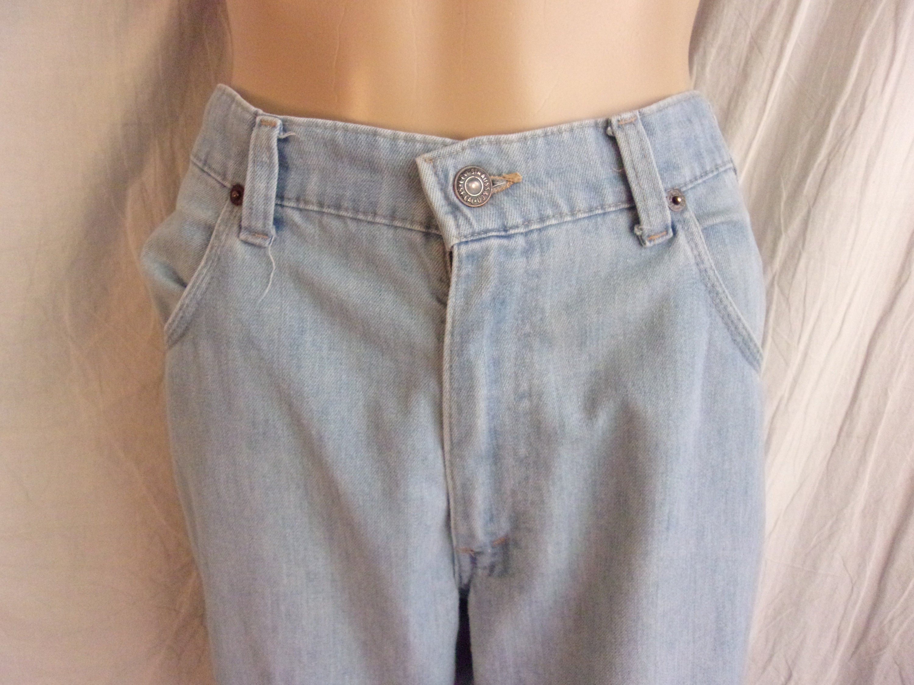 Vintage 1970s Levis Jeans With San Francisco 1850 Patch Orange Tag