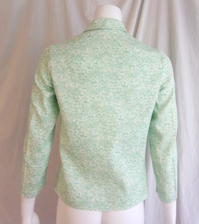 Vintage 1960s Blazer Shrunken Fit Jacket Sailboat Toile Print Small image 4