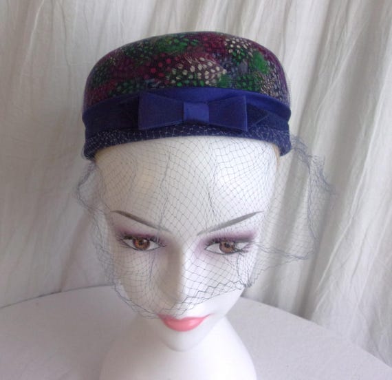 Vintage Pillbox Colorful Patterned Hat with Bow Union Made Wonderland main image 4