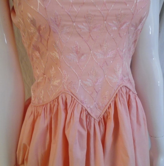 Vintage 1950s Dress Salmon Pink Full Skirt Summer… - image 3