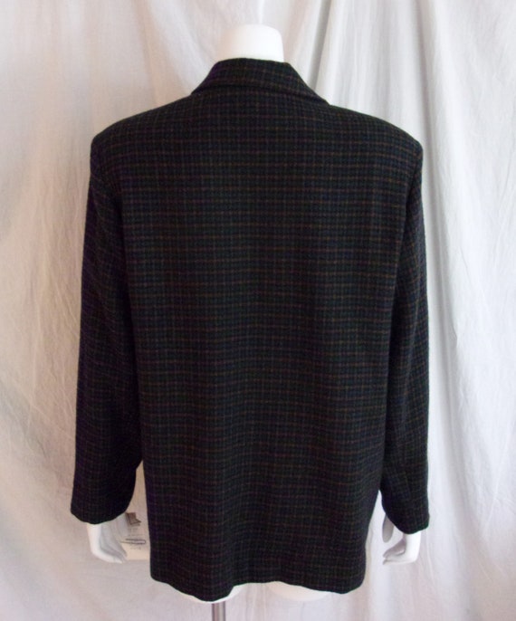 Vintage 1980s Blazer Dark Plaid Wool Blend NWT De… - image 6