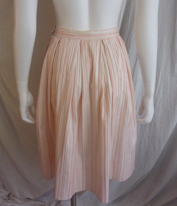 Vintage 1950s Skirt Striped Full Cotton Skirt Whi… - image 6