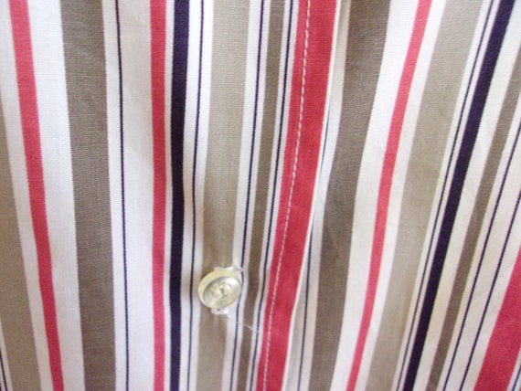 Vintage 1960s Blouse Striped Cotton Button Down T… - image 6