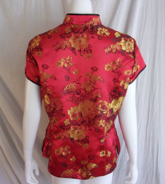 Vintage 1990s Blouse Asian Brocade Fitted Blouse … - image 5