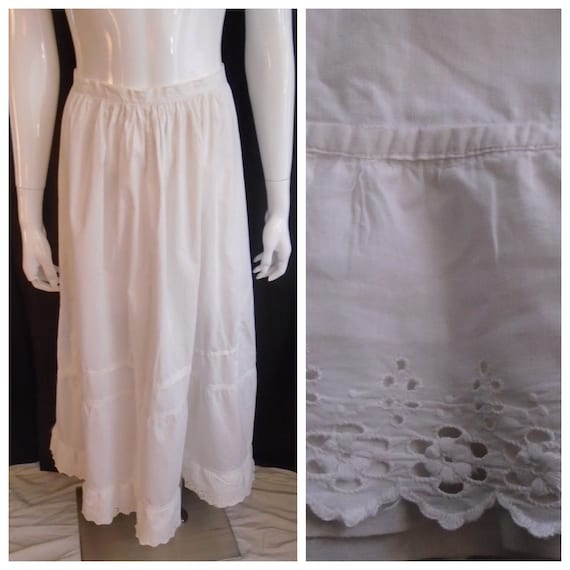 SALE Vintage 1900s Petticoat Eyelet Trim on Hem Wh