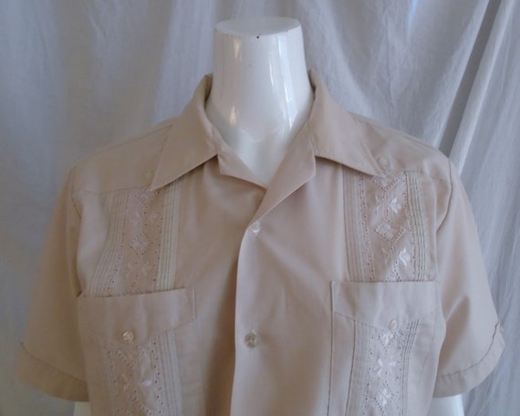 Vintage 1970s Shirt Mans Guayabera Summer Skirt L… - image 7