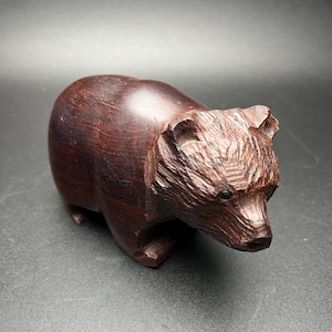 Vintage Carved Ironwood? Bear Figurine Sculpture