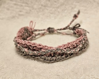 Handgemaakte hennepmacrame-armband, verstelbare boho-sieraden met kralen