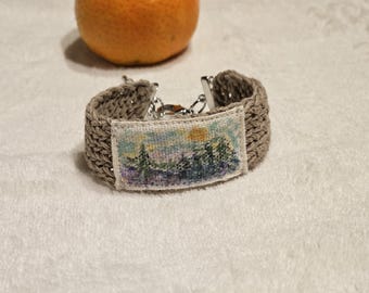 Natuurlijke henneparmband met handgeschilderd acrylaccent